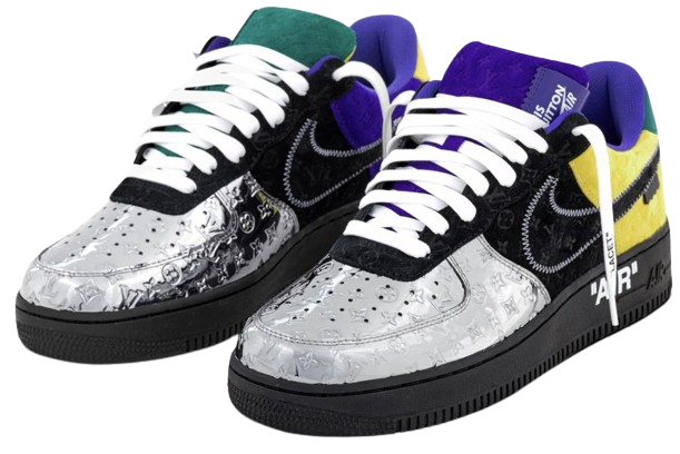 Louis Vuitton Nike Air Force 1 Low By Virgil Abloh Black Metallic Silver