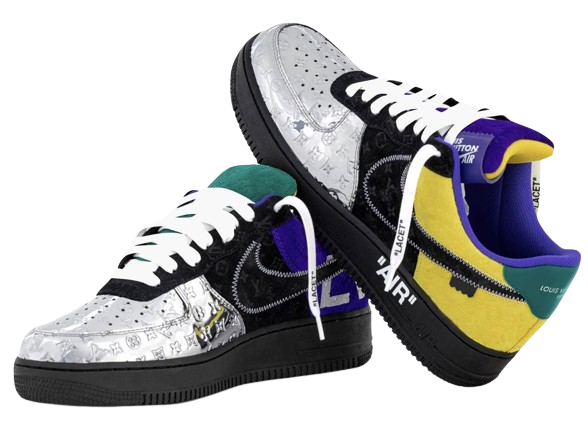 Louis Vuitton Nike Air Force 1 Low By Virgil Abloh Black Metallic Silver