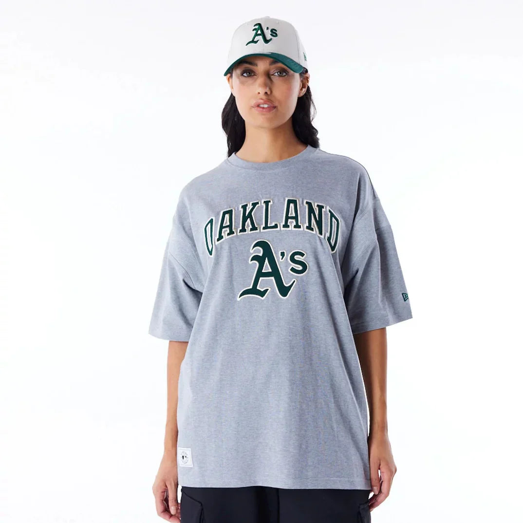 Camiseta Oversized Oakland Athletics MLB Rib Infill Gris - New Era