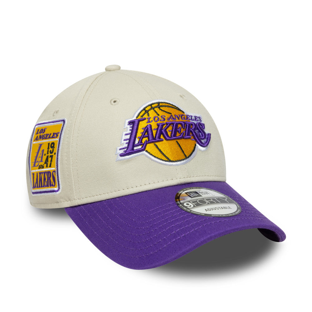 9FORTY LA Lakers NBA Contrast Patch Cream 9FORTY Adjustable Cap