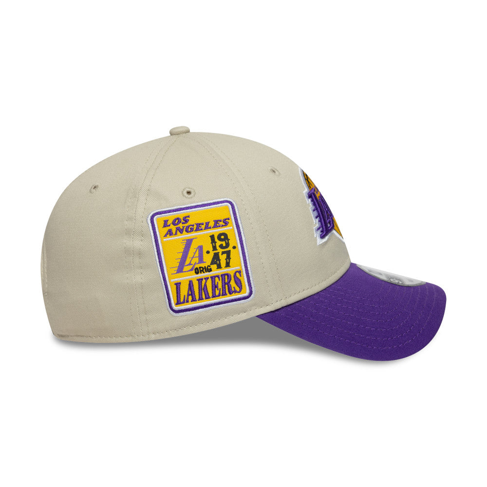 9FORTY LA Lakers NBA Contrast Patch Cream 9FORTY Adjustable Cap